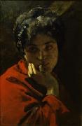 Domenico Morelli Ritratto di donna in rosso